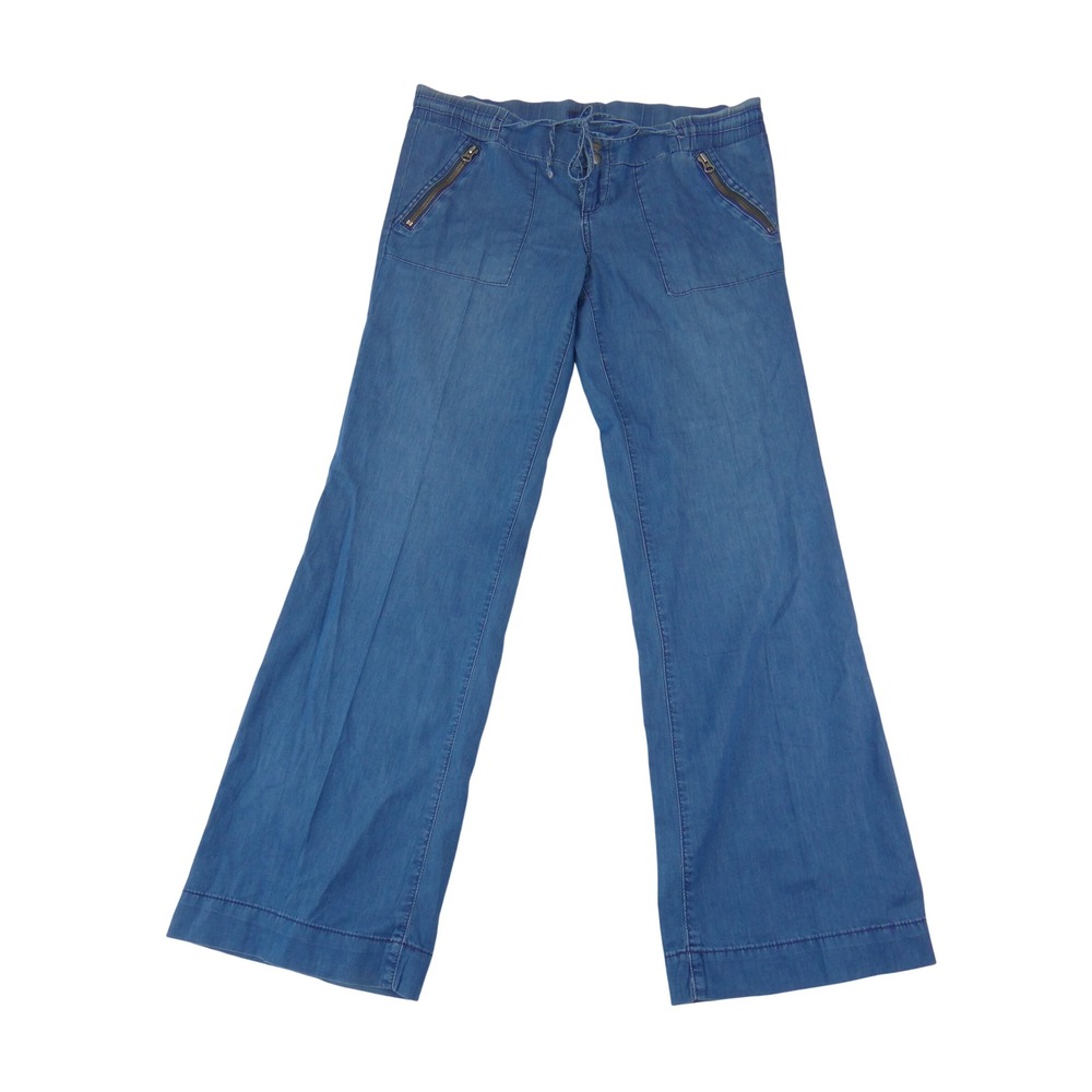 Kut from the Kloth Womens Blue Wide Leg Chambray Drawstring Trousers Size 4 3600